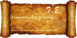 Tomasovszky Etelka névjegykártya